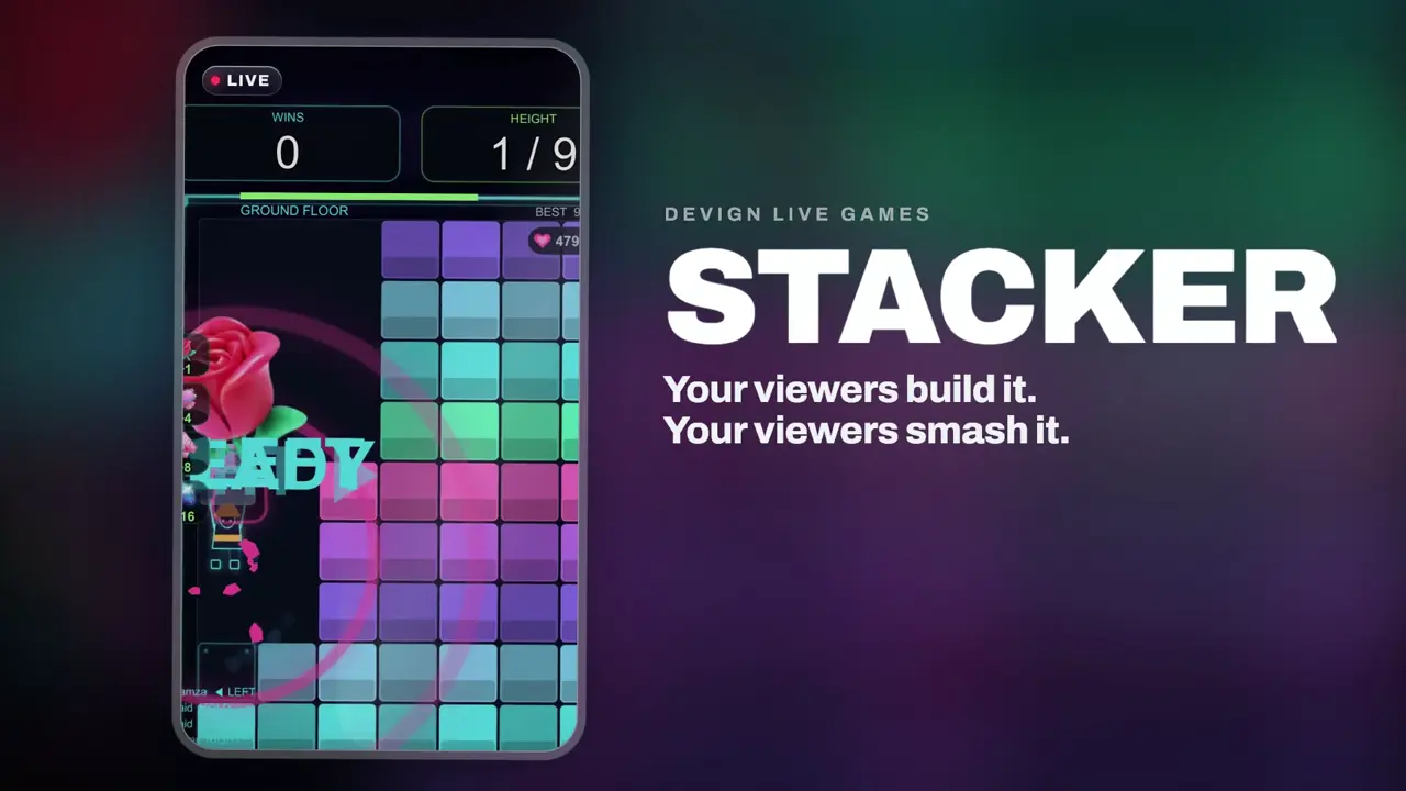Stacker, block stacking game for TikTok LIVE: gameplay screenshot 1