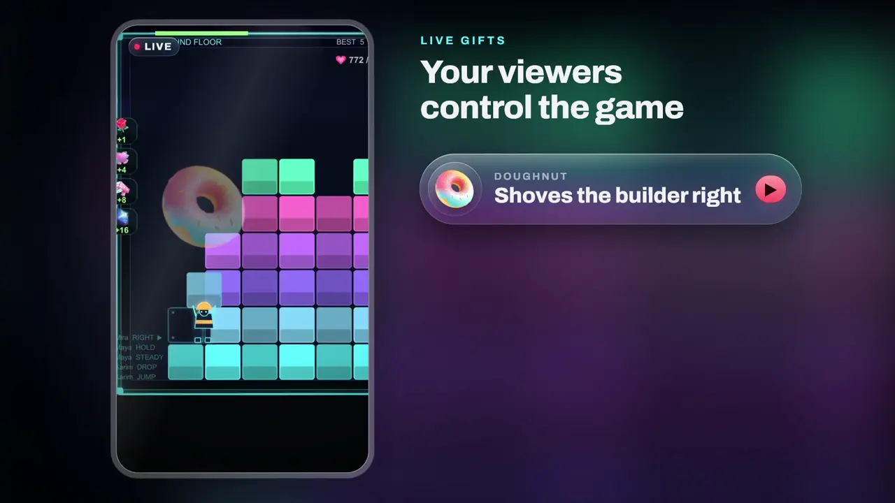 Stacker, block stacking game for TikTok LIVE: gameplay screenshot 2