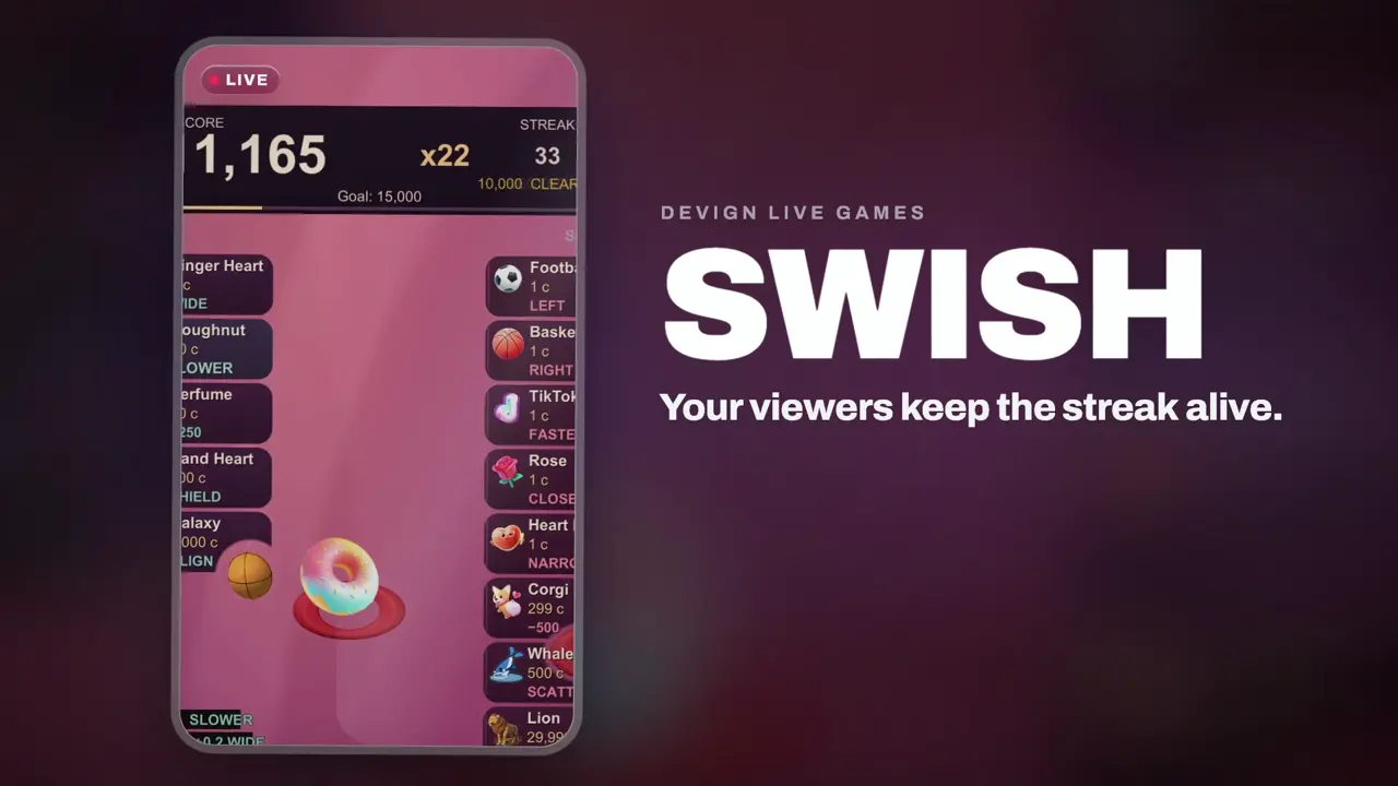 Swish, ball toss arcade game for TikTok LIVE: gameplay screenshot 1