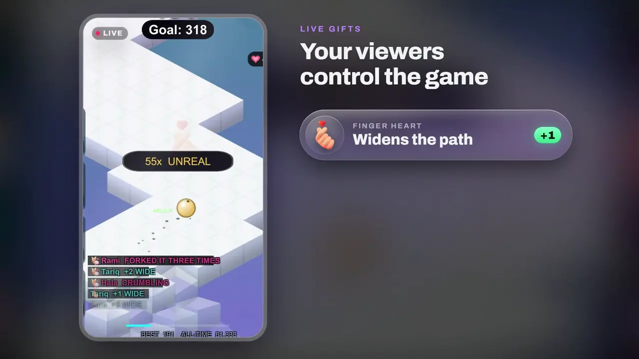 Switchback, ball rolling arcade game for TikTok LIVE: gameplay screenshot 2