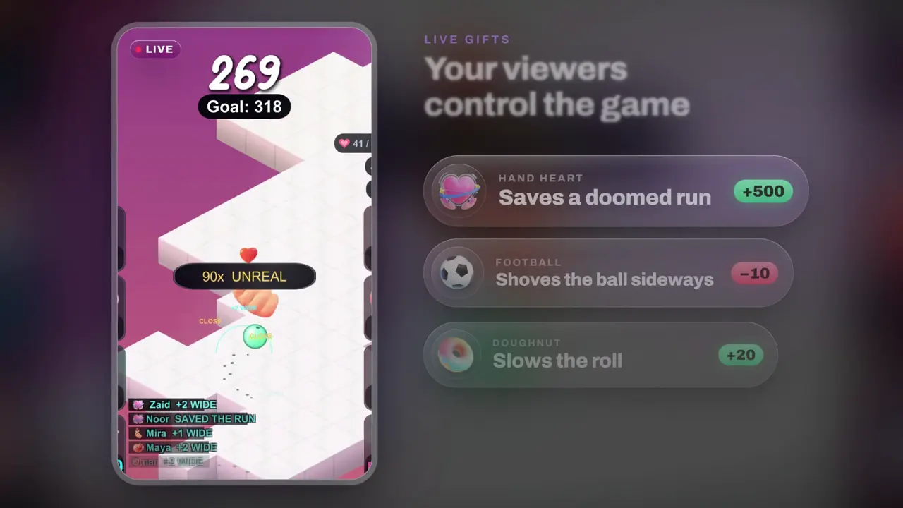 Switchback, ball rolling arcade game for TikTok LIVE: gameplay screenshot 4