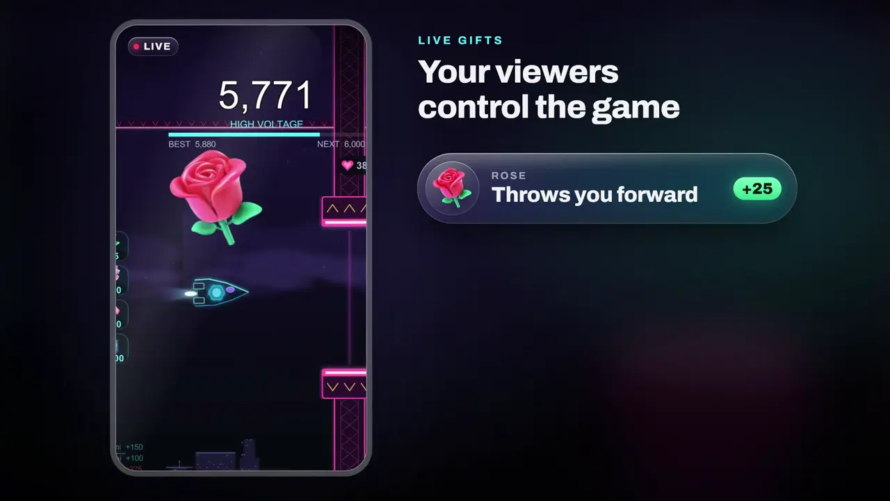 Updraft, one-button flying game for TikTok LIVE: gameplay screenshot 2